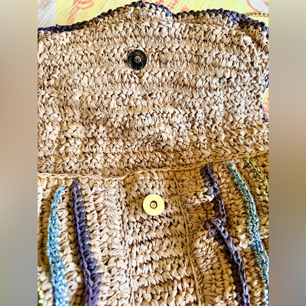Maeve by Anthropologie Woven Crossbody Bag with Silver and Gold accents. - Picture 2 of 4